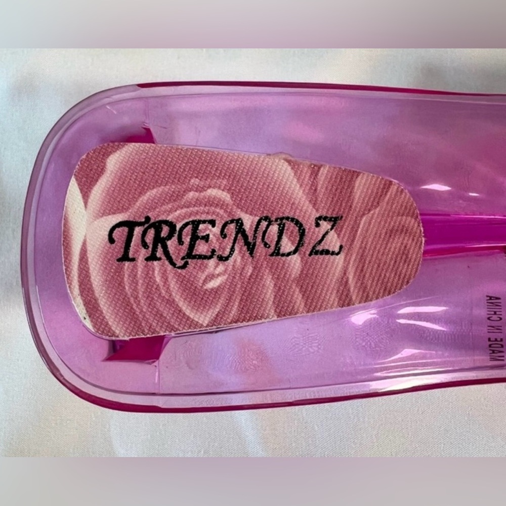 Transparent Pink Slide Sandals with Low Heel - Picture 5 of 8